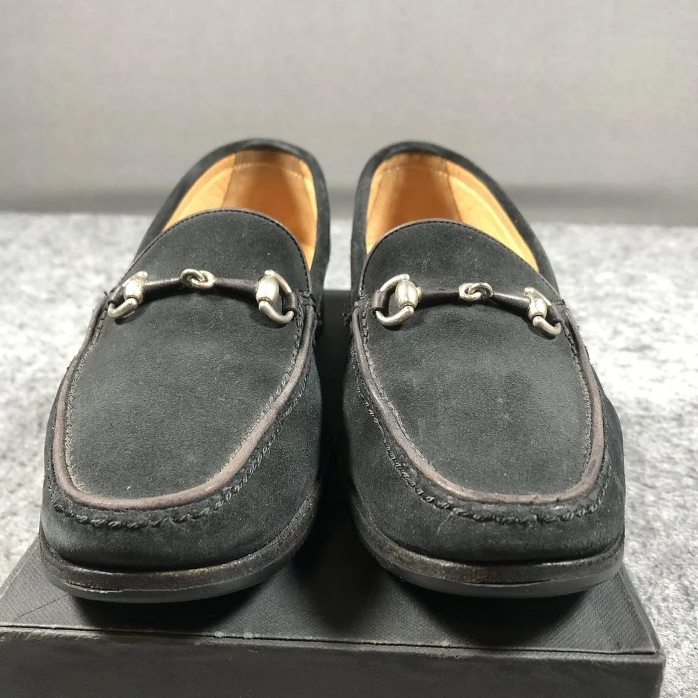 Gravati Loafers Mens 8 M Black Suede Horsebit Slip On Handmade Italy Luxury